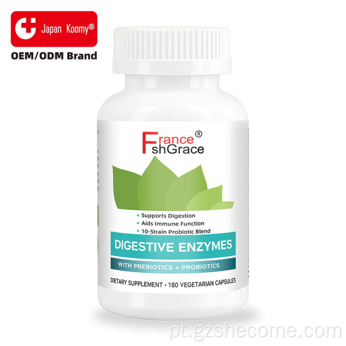 Shecome Cápsulas Digestivas Enzimas Probióticas para a Saúde Intestinal